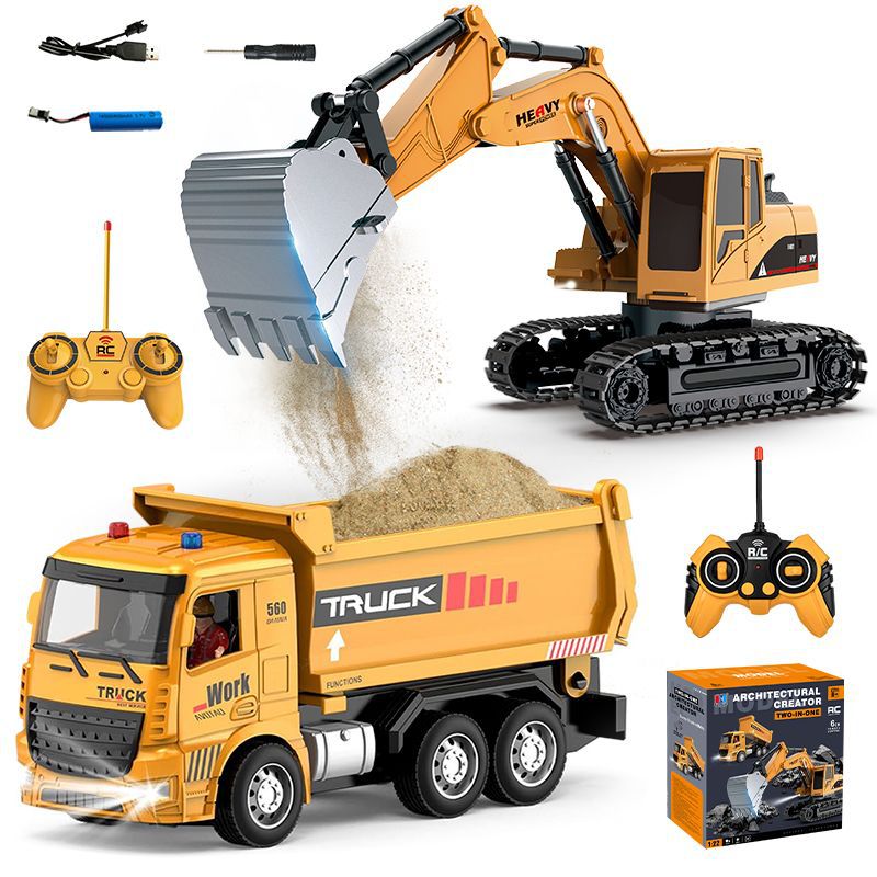 Kids Outdoor Digger - Alloy Remote Control Excavator Toy Car