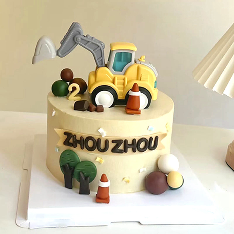 Kids Outdoor Digger - Construction Cake Toppers Birthday Cake Decoration