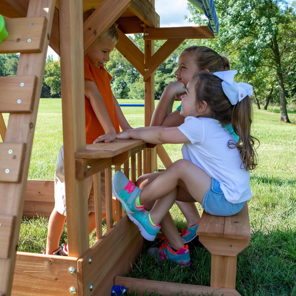 Kids Outdoor Monkey Bar Set - US Shipping Cedar Wood Backyard Swing