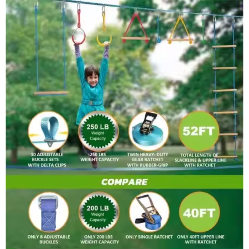 Warrior Obstacle Course Kit fo - огляд і ціна Kids Outdoor Monkey Bar Set
