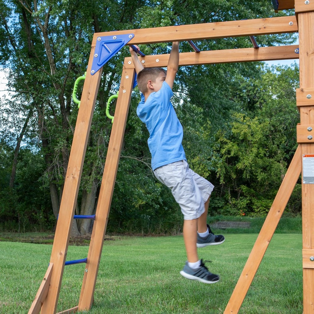 US Shipping Cedar Wood Backyar - огляд і ціна Kids Outdoor Monkey Bar Set